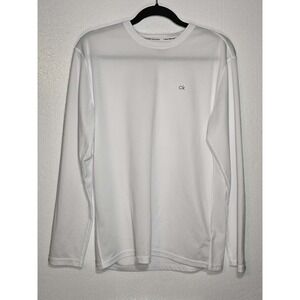 Calvin Klein Swim Shirt M GUC White UPF 40+ Long Sleeve Surf Beach